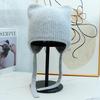 New High-quality Cute Ear Protection and Warm Cat Ears Rabbit Hair Knitted Hat Autumn and Winter Fashion Balaclava Women's Tide