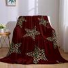 Leopard Star Burgundy Flannel Blanket Warm Soft Halloween Christmas Couch Warm Cozy Decorative Decor Gift for All Season