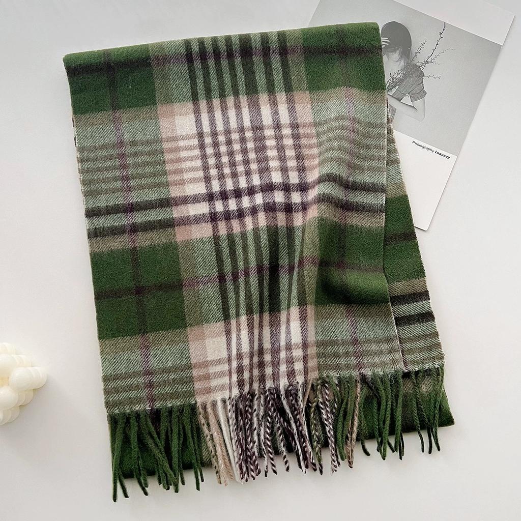 100% Pure Wool Scarf Female Winter Warm Cashmere Shawl Checkerboard Couple Accessory Outdoor Wrap Windproof Scarf