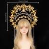 Exaggerated Oversized Sun Goddess Angel KC Halo Crown Queen Headpiece Gold  Baroque Pearl Tiara  Lolita Headband for Photo Prop