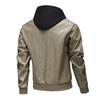 Lederjacke Herbst und Winter Europäische Größe Herren Zweiteiliger Look mit Kapuze Lederjacke Motorradjacke
