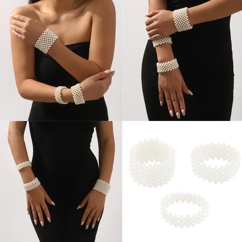 Faux Pearls Accessory Multipurpose Wear Resists Tarnish Cuff Bracelet Elegant Work and Party Wear Wristchain