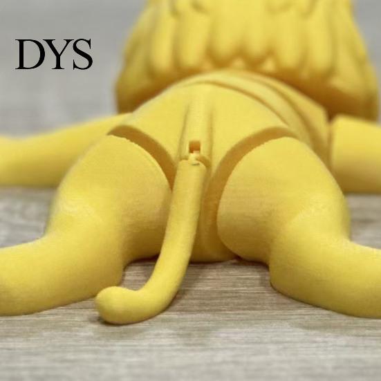 Cute Office Desk Accessories 3D Printed Lying Lion Figurine with Movable Joints, Poseable Animal Fun Boredom Relief Toys Model for Decoration,