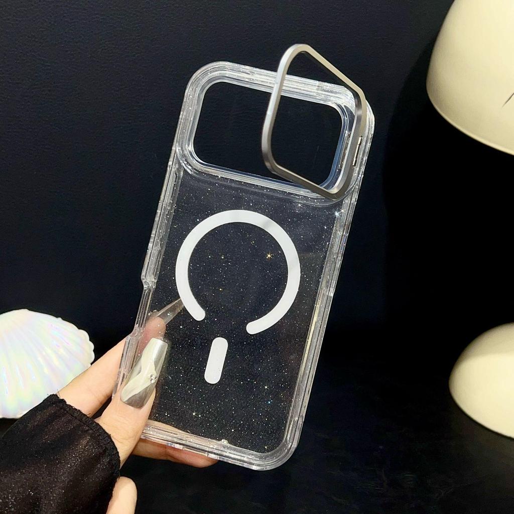 Magnetic Glitter Lens Holder Case for Apple iPhone 14/15Pro/16/17Promax