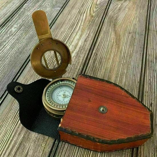 Solid Brass Nautical Marine Vintage Style Military Pocket Sundial Compass Gift
