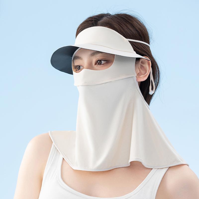 New Design Anti-UV Outdoor Cool Ice Silk Custom Full Face Summer Women Sunscreen Visor with Face Mask