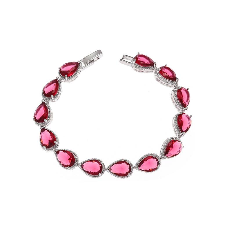 Fashion Trend Women's Simple Inlaid Rainbow Gemstone Bracelet Light Luxury High-end Hand Jewelry