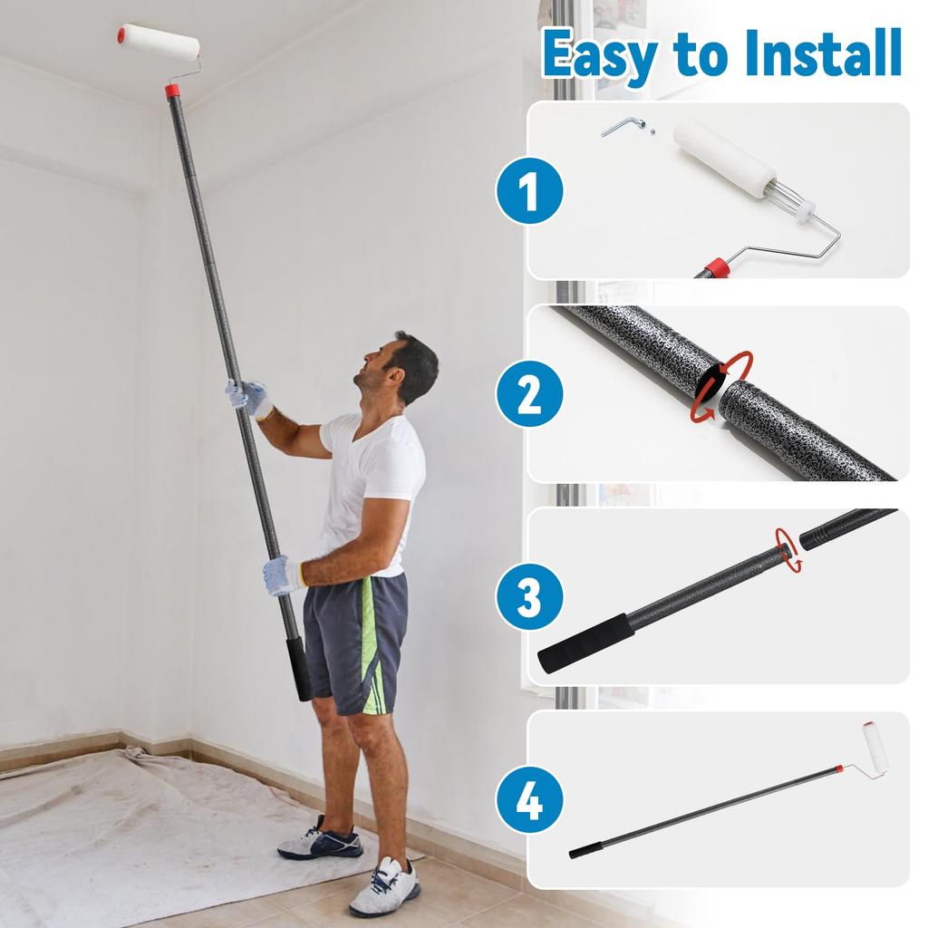120cm Long Paint Stainless Steel Rod Paint Roller for Home Mural Paint Roller for Walls and Ceilings Roller, Use, Multi-Purpose