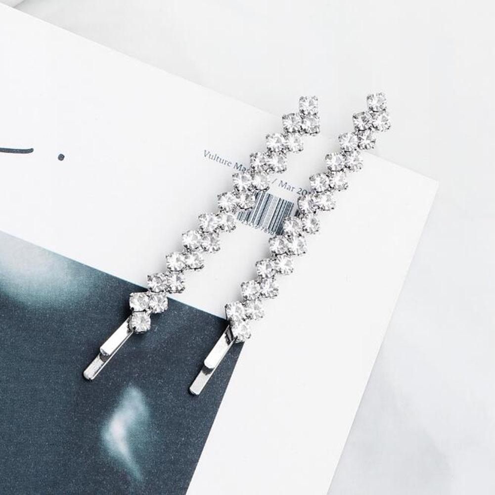 Shiny Rhinestone Metal Hair Clips For Women Fashion Simple Black Silver Color Hairpins Girls Hairgrips Jewelry Hair Accessories