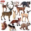 Miniatur-Dschungeltier-Simulationsspielzeug-Set: Reh, Fuchs, Eichhörnchen, Elch, Waschbär, Schwein, Kaninchen