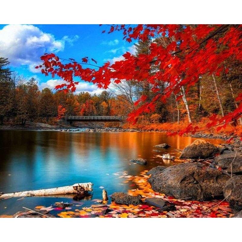 Full Drill Diamond Embroidery Mountains And Rivers Scenery Craft Kit 5d Diamond Mosaic Landscape Needlework Home Deco