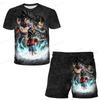 Sommer Herren Japanischer Anime Dragon Ball Kinder T-Shirt und Shorts Zweiteiler Super Mario 3D Gedrucktes Kinder Jungen und Mädchen Set