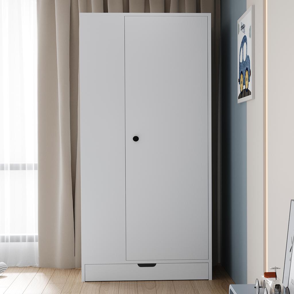 Wardrobe 70*40*170cm, Single-Door Design, with Shelves and Drawers, Pure White