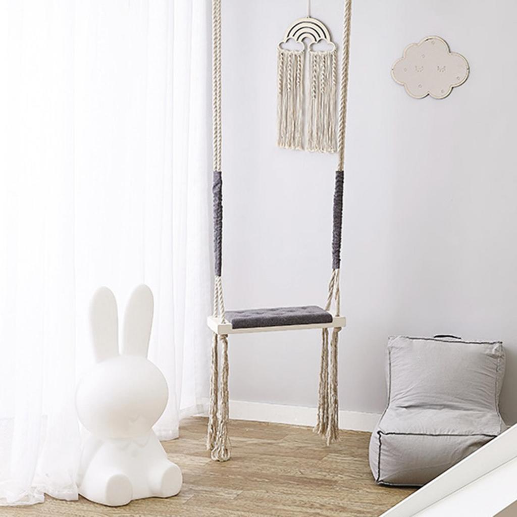 Wooden Swing Seat for Children Child Room Nursery Photography Props Gray