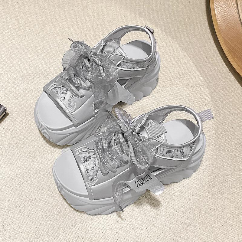 Plateausandalen mit Schnürung 2025 Sommer neu erhöhend vielseitig modisch lässig sportlich römische Sandalen