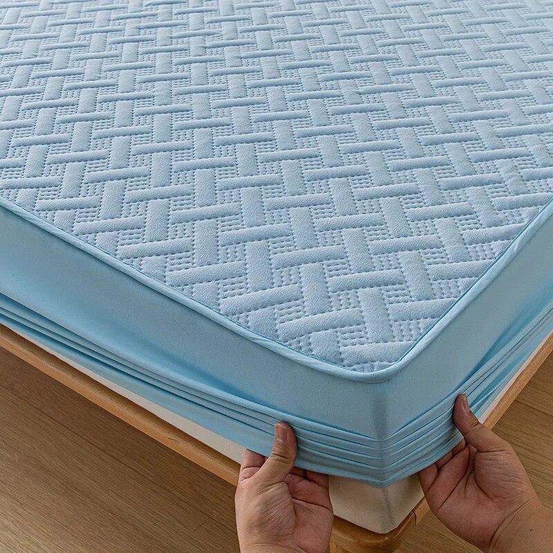 Soybean Fiber Thicken Mattress Protector Cover for Twin/Double/Full/Queen/King Beds Cotton Elastic Fitted Sheet Soft Bed Covers