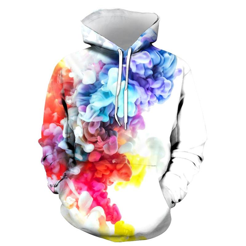 3D Printed Flower Leaf Hoodie For Men Colorful Plants Pattern Long Sleeves Fashion Sweatshirts Pullover Tops Oversized Hoodies