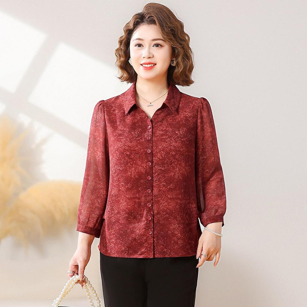2026 Spring Shirt for Elderly Mothers - Women's Lapel Top, Loose Fit for Middle-Aged and Elderly, Perfect for Spring and Autumn