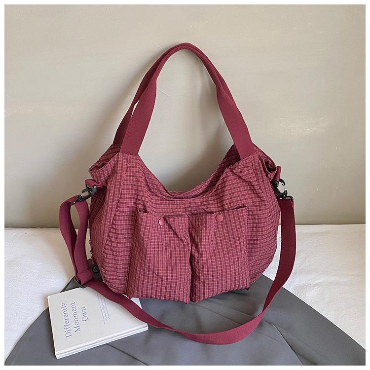 2025 Korean Niche Ins Waffle Bag Bag Fashion Casual Lazy Style Shoulder Messenger Bag Tote Bag