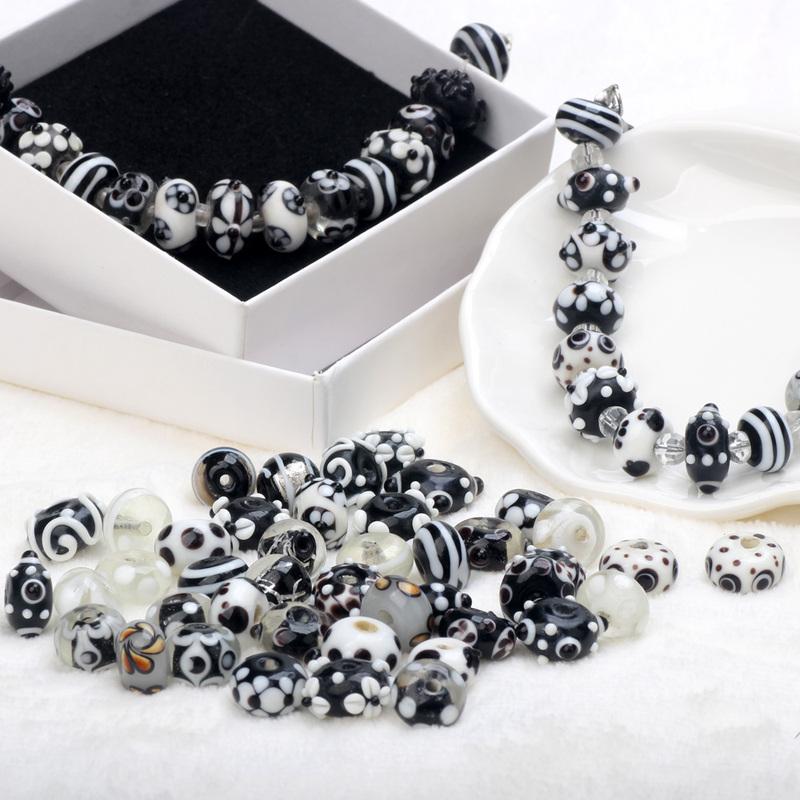 Black Color Series 2/4/6PCS/LOT Mixed Style Handmade Lampwork Glass Beads For Crafts Charm Bracelets/Earring DIY Jewelry Making