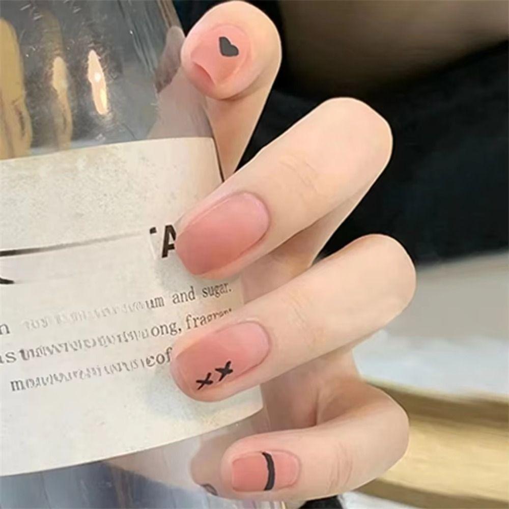 With Glue Fake Nails Gradients Nail Tips Waterproof French False Nails  for Women and Girls
