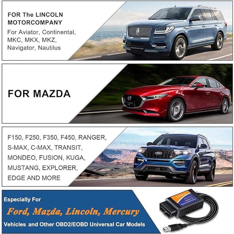 ELM327 FORScan OBD2 USB adaptér s MS CAN/HS CAN přepínačem pro F150 F250 osobní a lehký nákladní automobil Zkontrolujte kódování Ford ELMconfig FoCC