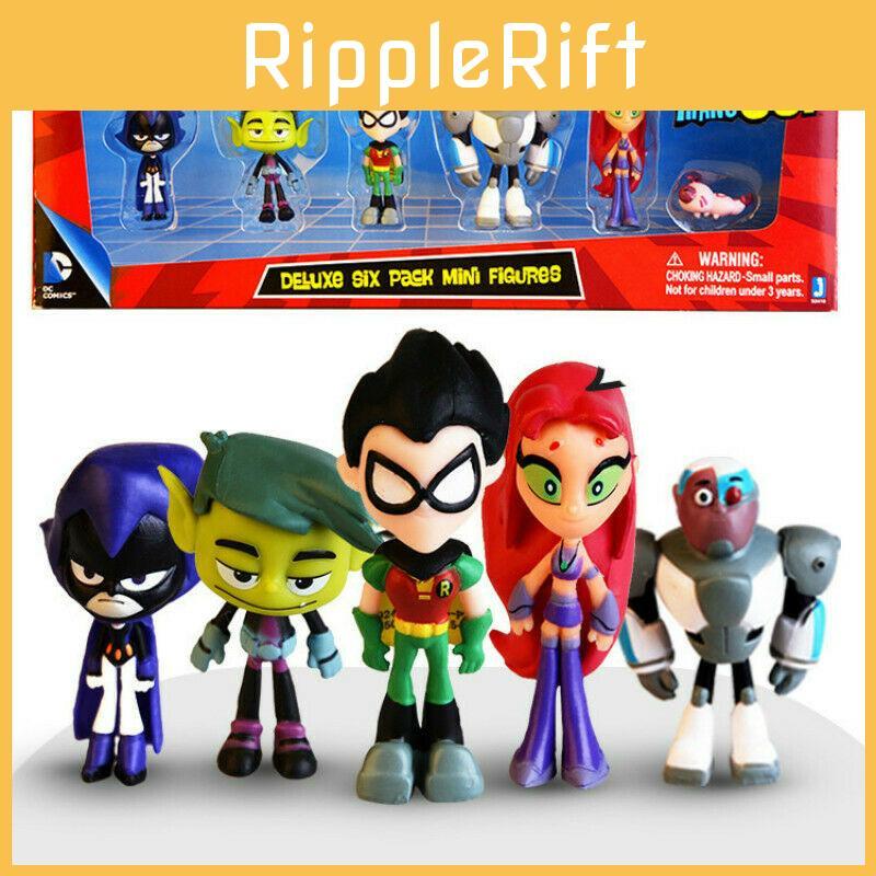 Detailed Teen Titans Go Figurine Collection Including Robin Raven Beast Boy Starfire Set