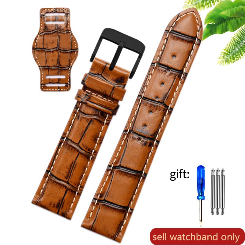Genuine Leather watch strap for Rolex Green Submariner Omega  timex Vintage plus Tray Men Watch Band 20 22mm