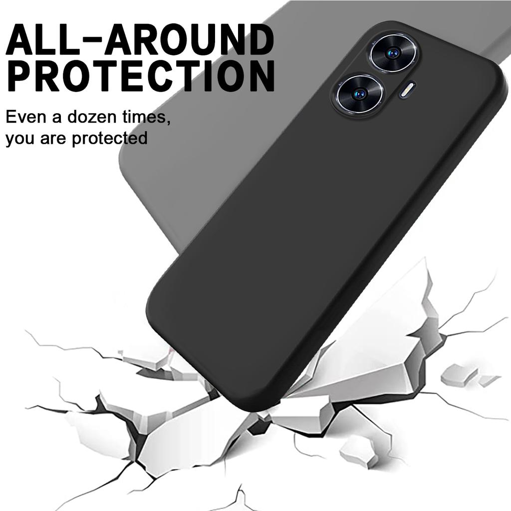 Mobile Phone Case for Realme C55,Liquid Silicone Soft Lining Anti-drop Cover with Strap