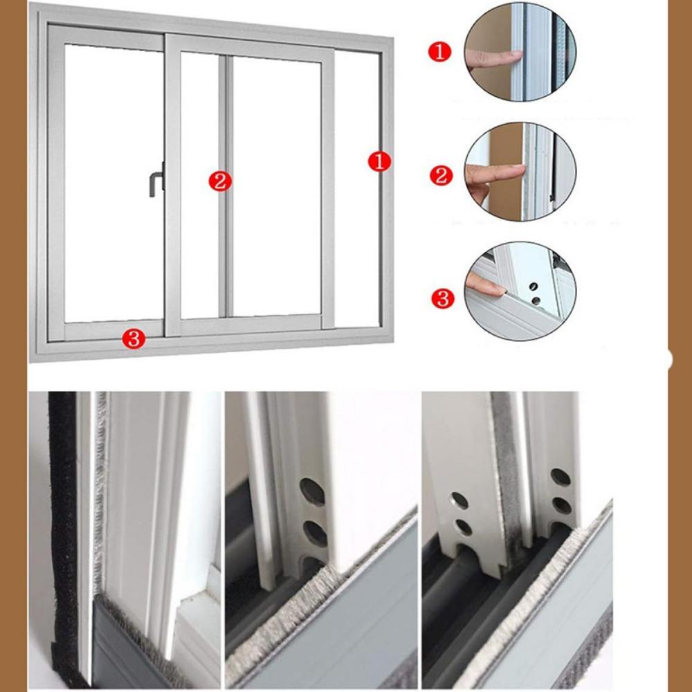 5M Weather Stripping Door Window Seal Strip Self-adhesive Sound Proof Wind Protection Sliding Door Window Seal Woolen Strips