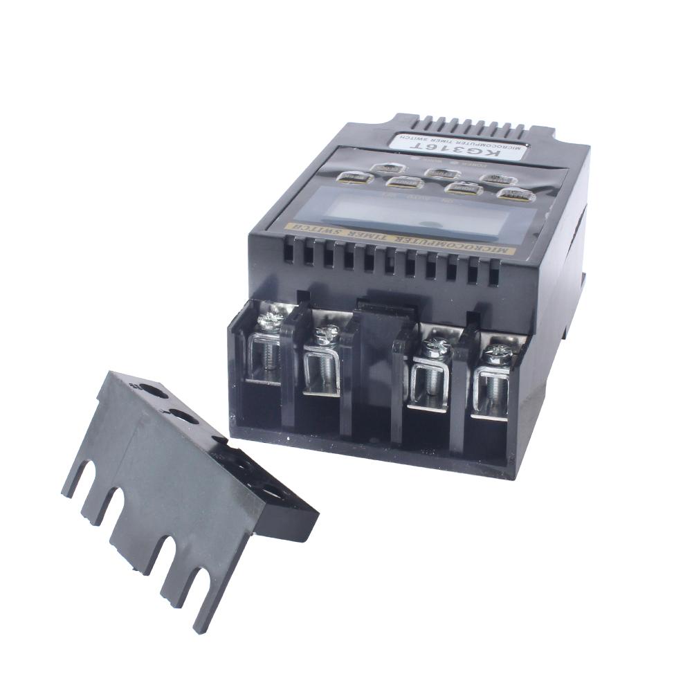 220V LCD Digital Weekly Programmable Control Power Timer Switch Time Relay KG316T Microcomputer Din rail black weekly 25A2