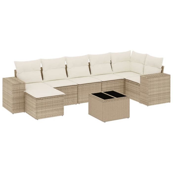 VidaXL Garden Lounge Set with Cushions 8 Pcs, Patio Sofas, Patio Furniture Set, Outdoor Furniture, Beige 3255225