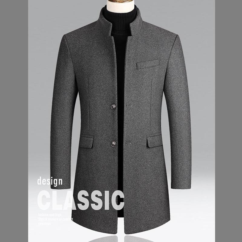 Men's Woolen Coat In Spring and Autumn, Mid To Long Windbreaker, Plus Size Coat, Single Breasted Fashionable Casual Men's Clothing