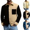 Men's   Leisure  Color  Matching   Flip  Collar  Pocket  Shirt