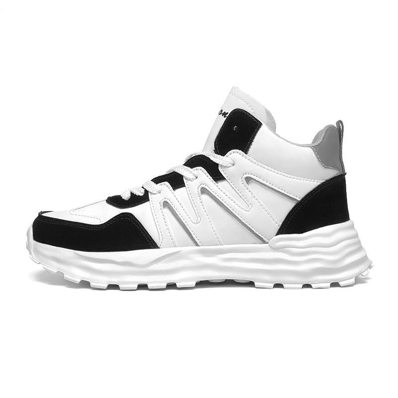 

Shock-absorbing sports shoes Outdoor mid-help fashion casual trendy shoes Couple leather versatile large size autumn thick sole 36