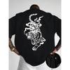 European Size Creative Front And Back Printed Round Neck T-Shirt,Trendy And Fashionable Short Sleeves for Summer, Casual Everyday Style Top