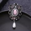 OESDPHS Women'S Retro Court Antique Baroque Western Brooch - Inlaid Pearl & Gemstone Zinc Alloy Pin with Intricate Floral Design, Elegant Accessory Fo