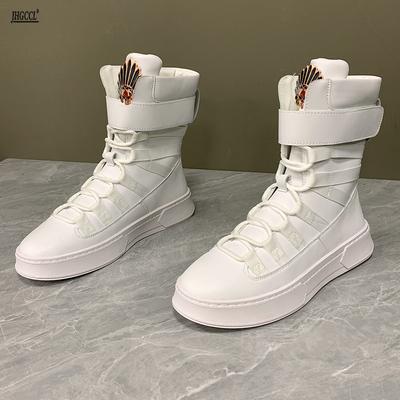 Nieuwe hoge herenschoenen met middelhoge board schoenen verhogen casual leren laarzen witte rijlaarzen zapatillas hombre A6