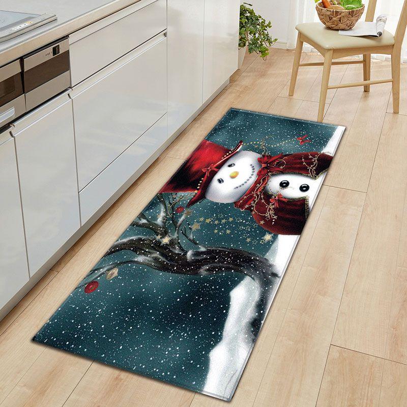 Door Floor Santa Mat Christmas Area Rug Holiday Kitchen Bedroom Mat Carpet Decor