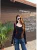 Chic Winter Women's Square Neck Slimming Knot Waist Long Sleeve Top