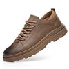 2024 Autumn and Winter New Men's Business Casual Leather Shoes Men's Round Head Lace-up Platform Men's Shoes Outdoor Trendy Shoes Men's 6668
