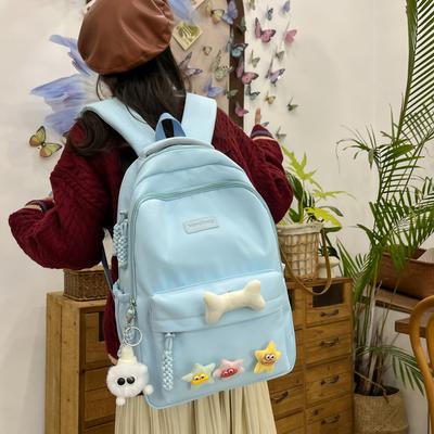 Large Capacity Schoolbag Female Simple Joker Japanese Ins Wind Campus Solid Color Backpack