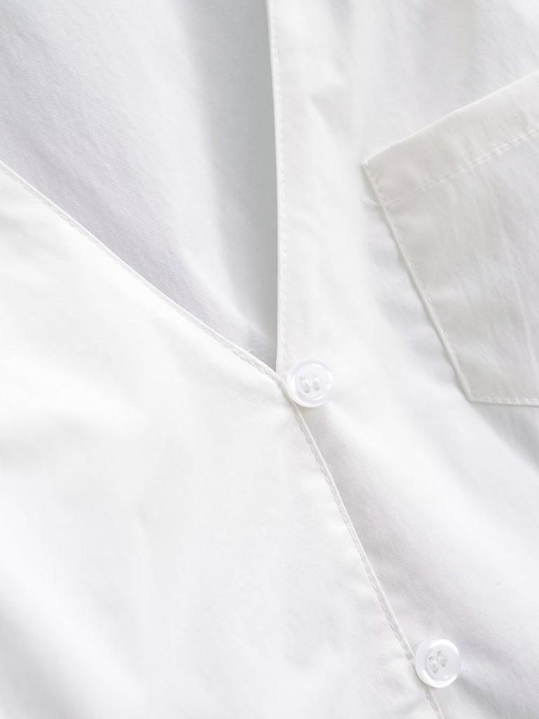 White V-Neck Slim-Fit Women's Sexy Short-Sleeved Shirt