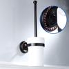 Brushed Black Toilet Brush Holder Brass Wall Mounted Bathroom Hardware Lavatory Round Ceramic Cup WC Brush Rack Shelf Set