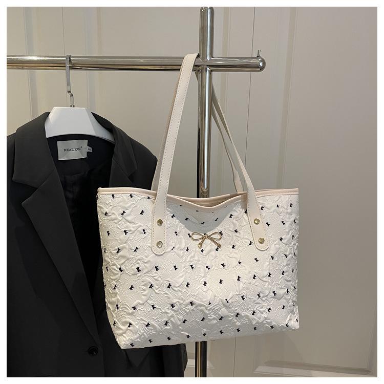 2026 Spring Large Capacity Bow Trendy Tote Shoulder Handbag белый