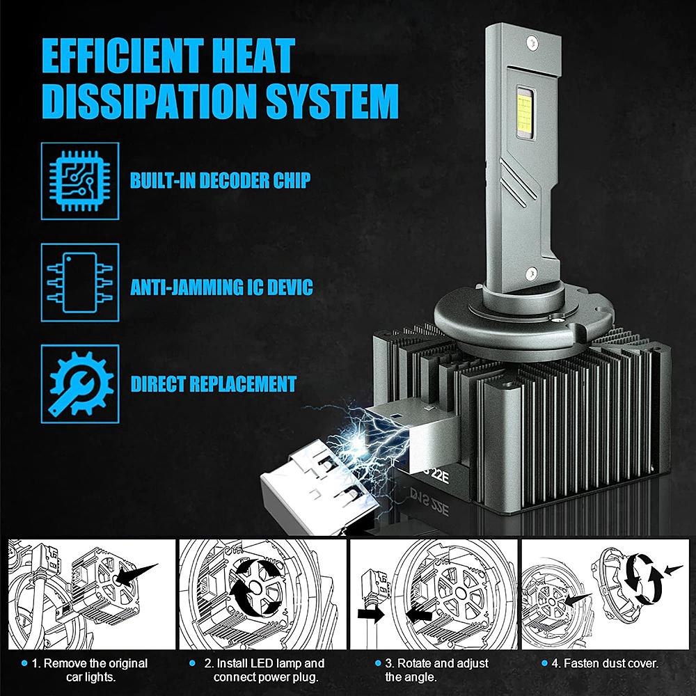 2PCS 30000LM D1S D3S Headlight 35W D2S D2R D4S D4R D5S D8S LED Canbus Lamps Auto LED Lights Bulb For Car Lights 6000K Plug&Play