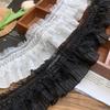 Vintage White Black Embroidery Lace Ruffle Trim Elastic Lace Fabric DIY Stretch Lace DIY Crafts