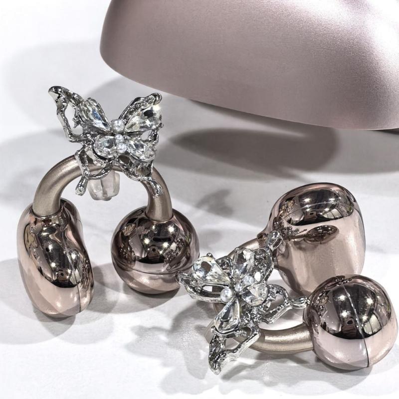 Copper Alloy Earphone Clip With Dazzling Rhinestones Bows Detachable Universal Headphone Decoration