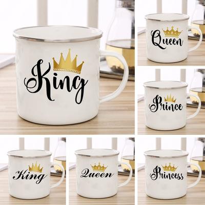 Lustige König Königin Prinz Prinzessin Emailletasse Goldener Kronenaufdruck Tasse Kaffeetassen Cupshe Personalisierte Geschenke Trinkgeschirr Ungewöhnliche Teetasse