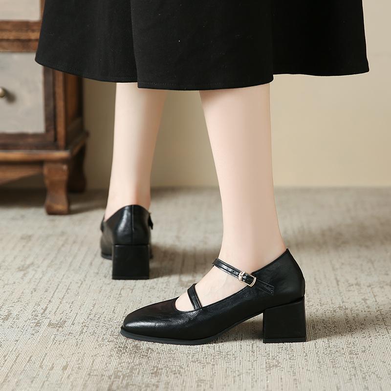 Women High Heels Marie Janes Square Toe Shoes 2025 Brand Trend New Elegant Lolita Chunky Pumps Shoes Fad Dress Zapatillas Mujer